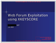 NSA XKEYSCORE slides - Web Forum Exploitation Using XKS